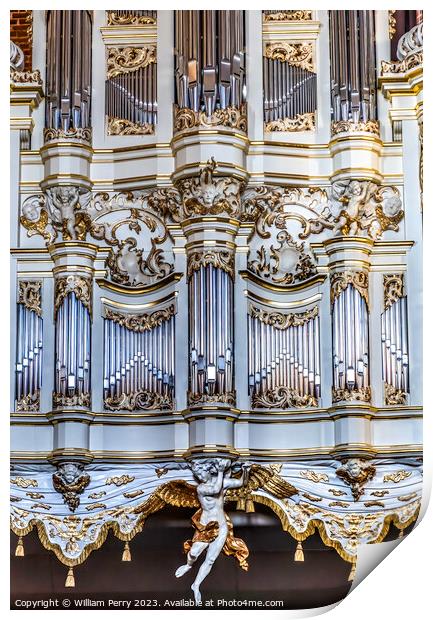 Closeup Ornate Organ St John's Church Cultural Center Gdansk Pol Print by William Perry