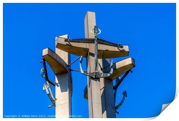 Three Crosses Monument Solidarity Square Gdansk Poland Print by William Perry