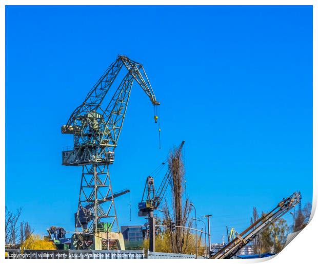 Cranes Shipyard Solidarity Square Gdansk Poland Print by William Perry