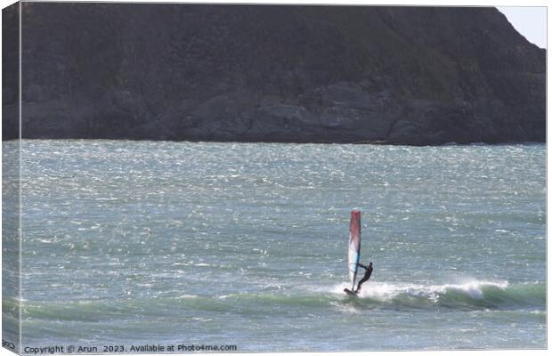 Windsurfing on Coastline of oregon Canvas Print by Arun 