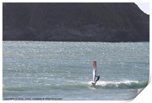 Windsurfing on Coastline of oregon Print by Arun 