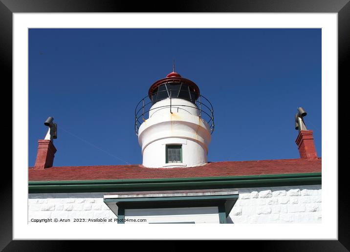 Lighthouse on coast of oregon Framed Mounted Print by Arun 