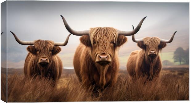 Highland Cows Canvas Print by Steve Smith