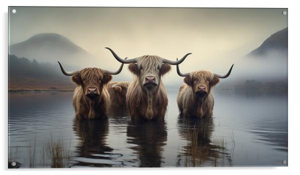 Highland Cows Acrylic by Steve Smith