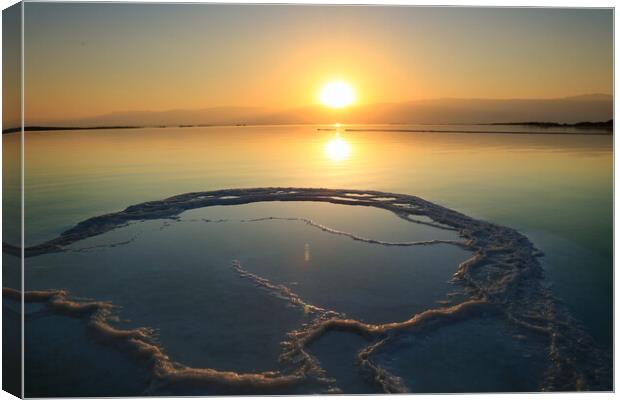 Sunrise and Dawn of the Dead Sea Canvas Print by Olga Peddi