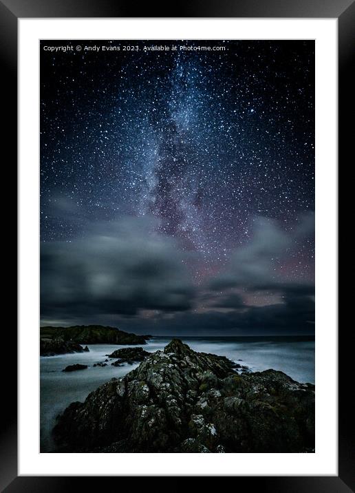 Llanddwyn Beach Milkyway Framed Mounted Print by Andy Evans