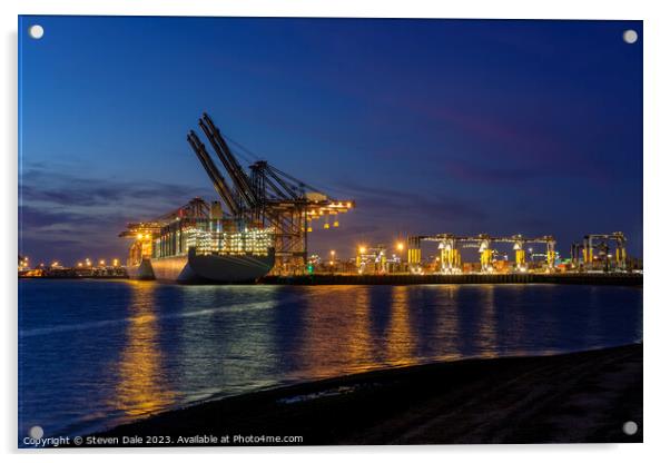 Port of Felixstowe at night Acrylic by Steven Dale