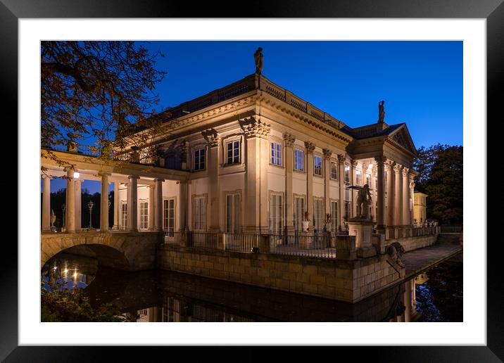 Palace on the Isle at Night in Warsaw Framed Mounted Print by Artur Bogacki