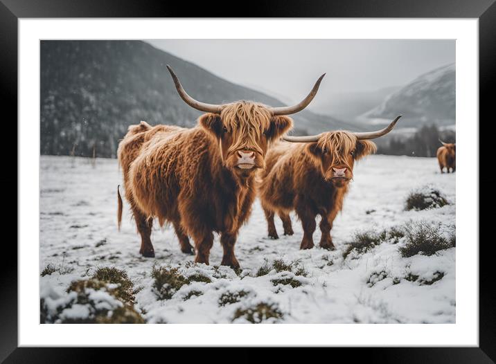 Highland Cow Framed Mounted Print by Picture Wizard