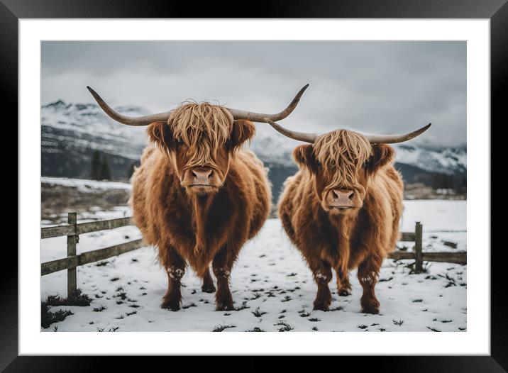 Highland Cow Framed Mounted Print by Picture Wizard