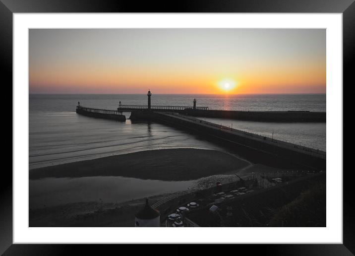 Whitby Sunrise Black and Light Framed Mounted Print by Tim Hill