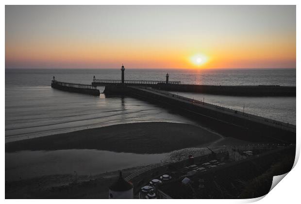 Whitby Sunrise Black and Light Print by Tim Hill