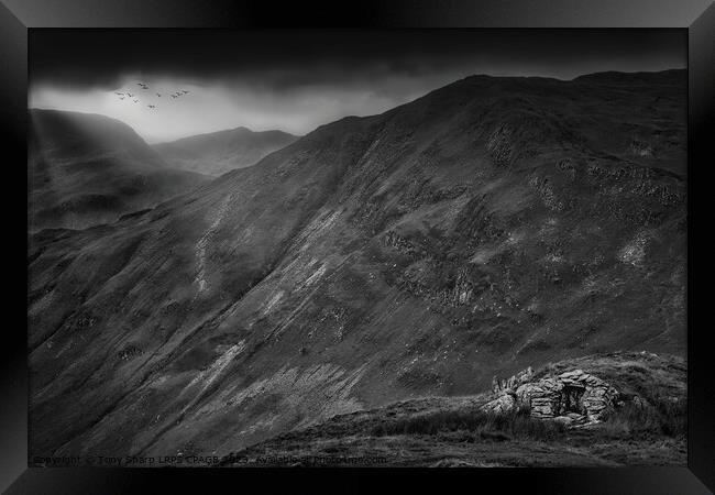 SHELTER IN MATTERDALE - THE  LAKE DISTRICT (BLACK & WHITE) Framed Print by Tony Sharp LRPS CPAGB