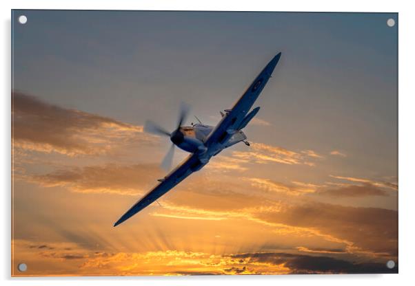 Spitfire at Dawn Acrylic by Derek Beattie