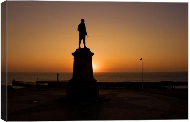Captain Cook Silhouette: Whitby Sunrise Canvas Print by Tim Hill