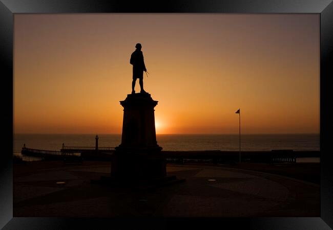 Captain Cook Silhouette: Whitby Sunrise Framed Print by Tim Hill