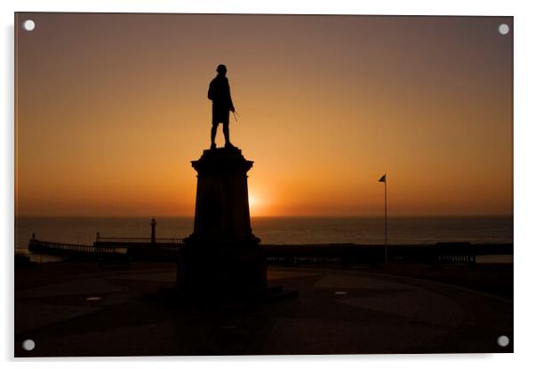 Captain Cook Silhouette: Whitby Sunrise Acrylic by Tim Hill