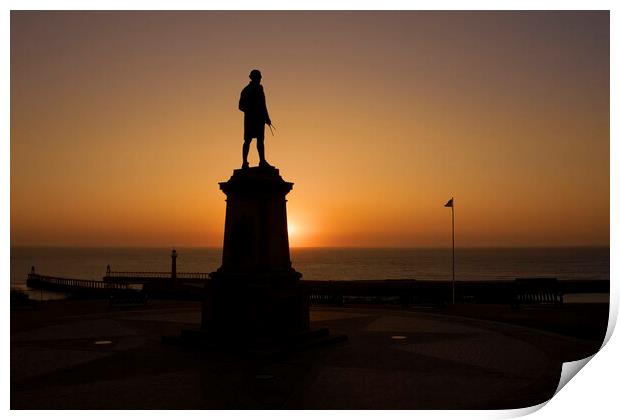Captain Cook Silhouette: Whitby Sunrise Print by Tim Hill