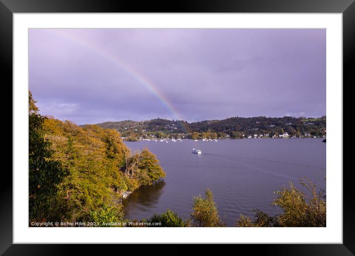 Rain ow on lake windermere Framed Mounted Print by Richie Miles