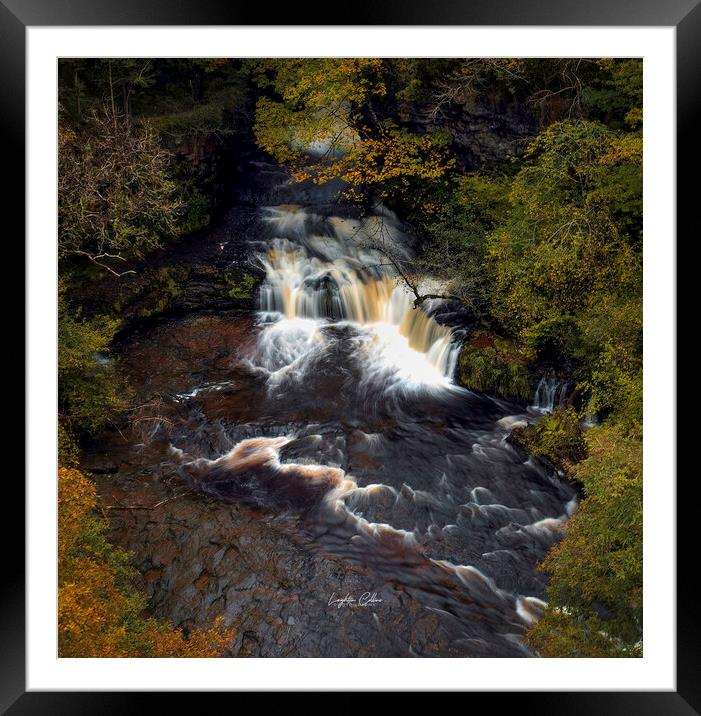 The Lower Ddwli Waterfall from a bove Framed Mounted Print by Leighton Collins