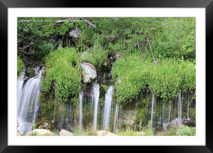 Big Spring waterfall at Eureka Plumas Forest, California Framed Mounted Print by Arun 