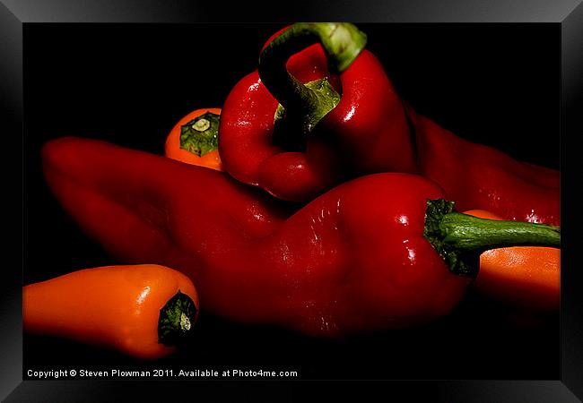 Mixed peppers Framed Print by Steven Plowman