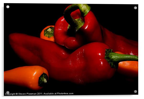 Mixed peppers Acrylic by Steven Plowman