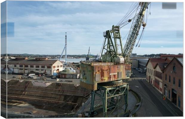Aerial photo of machinery and equipment at Mare Island naval shipyard Canvas Print by Arun 