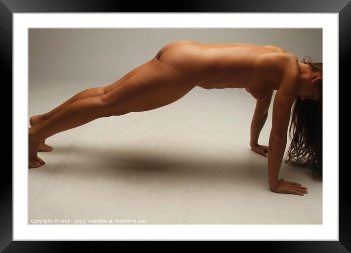 Bodyscapes photo shoot of a nude white model Framed Mounted Print by Arun 