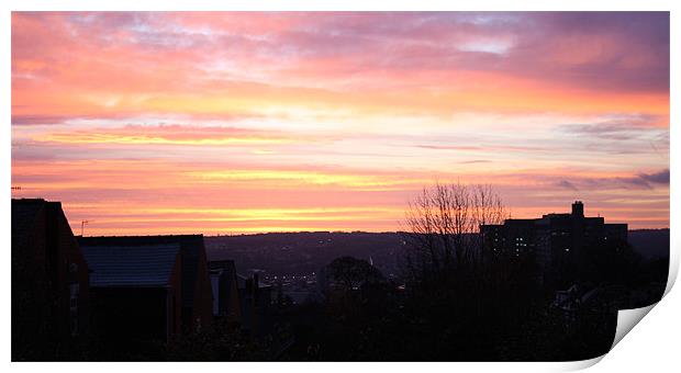 Sunrise Over Sheffield Print by Ashley Ridpath