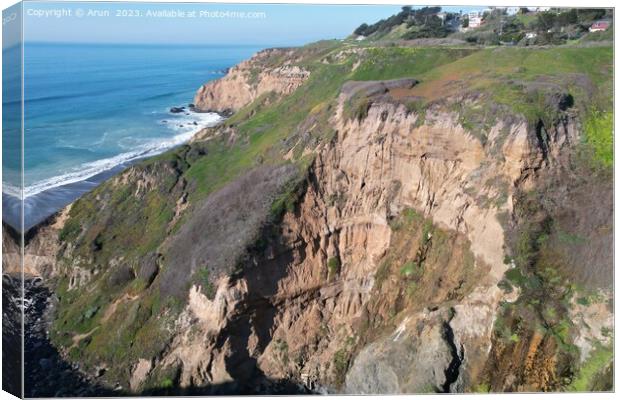 Cliffs and Ocean Mussell rock park in Pacifica California Canvas Print by Arun 