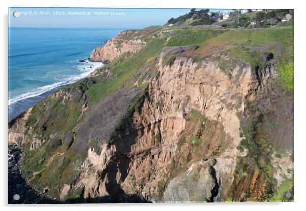 Cliffs and Ocean Mussell rock park in Pacifica California Acrylic by Arun 