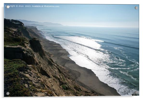 Cliffs and Ocean Mussell rock park in Pacifica California Acrylic by Arun 