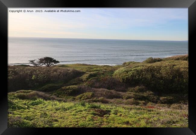 Coastal view along highway 1 in Pacifica california Framed Print by Arun 