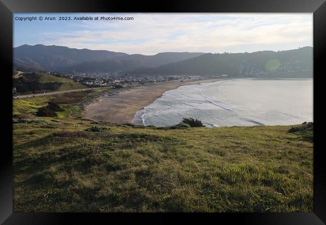 Coastal view along highway 1 in Pacifica california Framed Print by Arun 