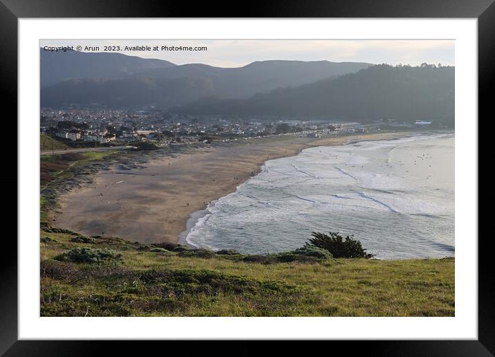 Coastal view along highway 1 in Pacifica california Framed Mounted Print by Arun 