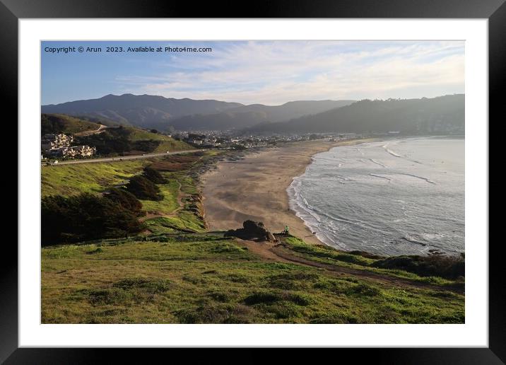 Coastal view along highway 1 in Pacifica california Framed Mounted Print by Arun 