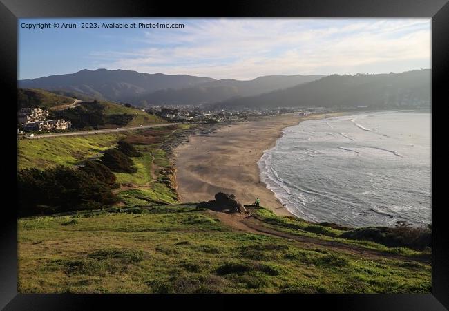 Coastal view along highway 1 in Pacifica california Framed Print by Arun 