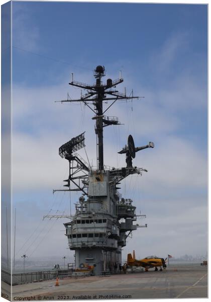 USS Hornet Air and Space museum Canvas Print by Arun 