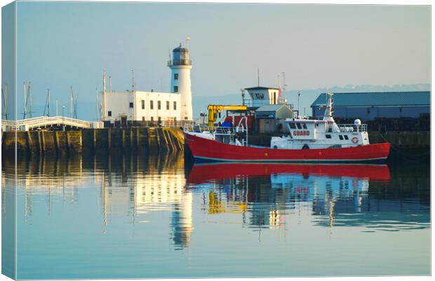 Scarborough Lighthouse Reflection  Canvas Print by Alison Chambers