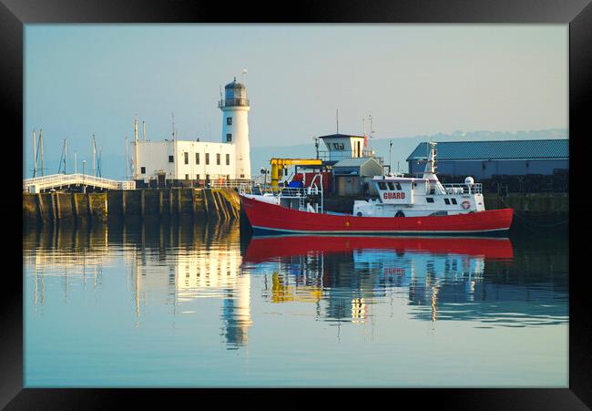 Scarborough Lighthouse Reflection  Framed Print by Alison Chambers