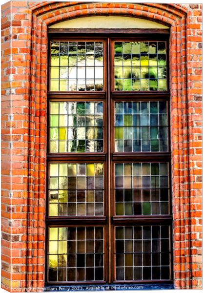 Colorful Windows Abstract Copernicus House Torun Poland Canvas Print by William Perry