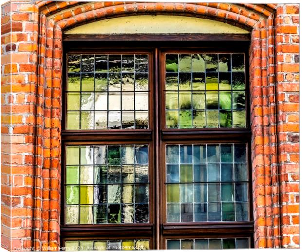 Colorful Windows Abstract Copernicus House Torun Poland Canvas Print by William Perry