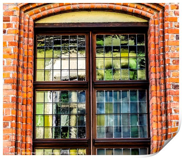 Colorful Windows Abstract Copernicus House Torun Poland Print by William Perry
