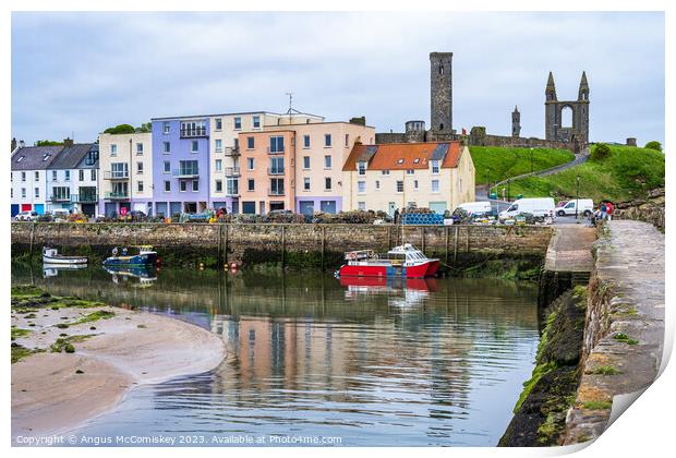 St Andrews harbour reflections, Fife, Scotland Print by Angus McComiskey