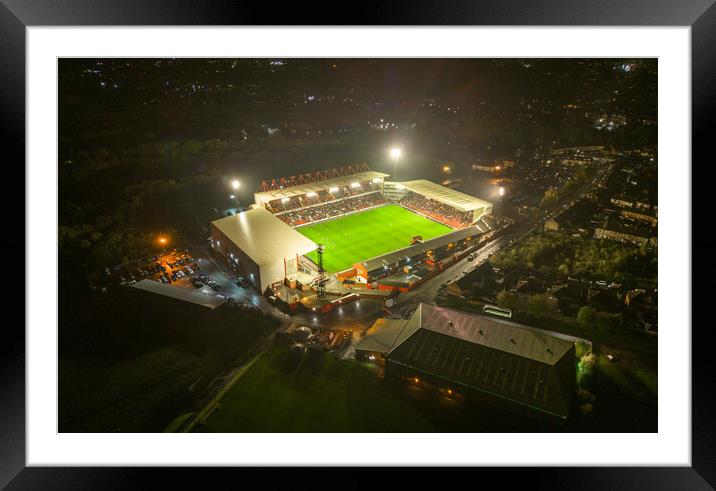 Match Night at Oakwell Framed Mounted Print by Apollo Aerial Photography