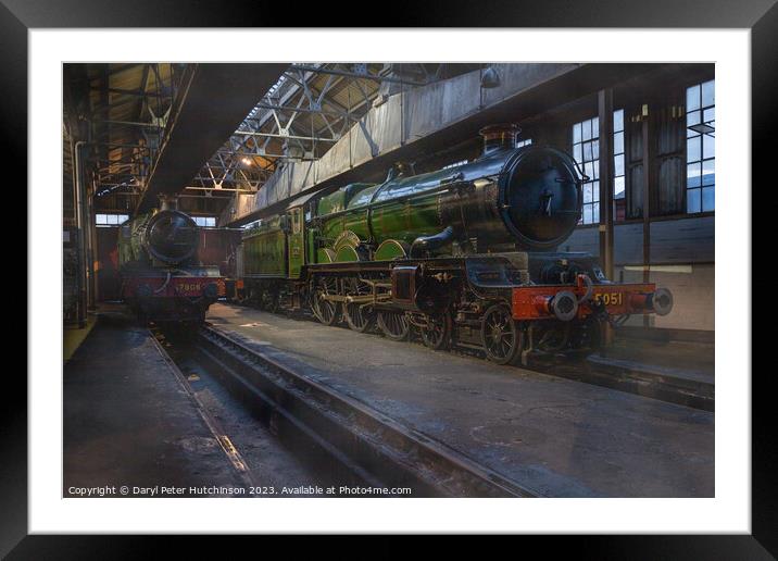 Steam locomotive at rest in the shed Framed Mounted Print by Daryl Peter Hutchinson