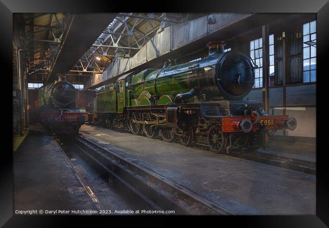Steam locomotive at rest in the shed Framed Print by Daryl Peter Hutchinson