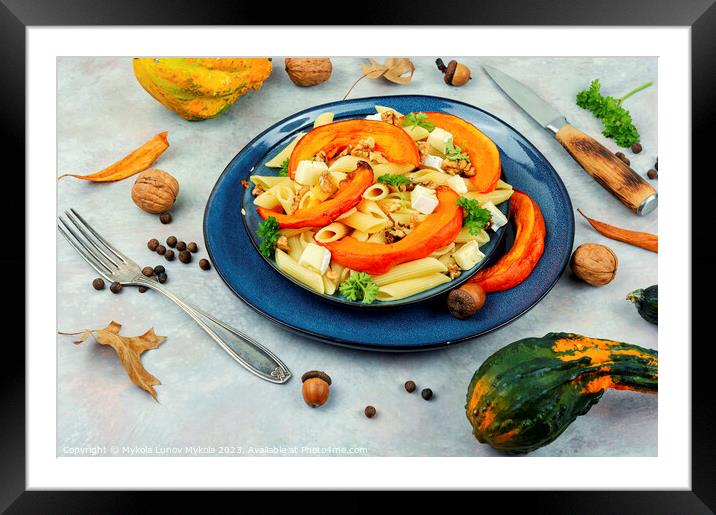 Pumpkin pasta with nuts Framed Mounted Print by Mykola Lunov Mykola