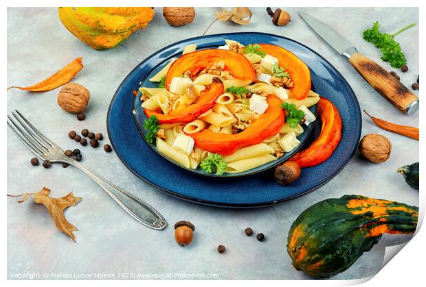 Pumpkin pasta with nuts Print by Mykola Lunov Mykola
